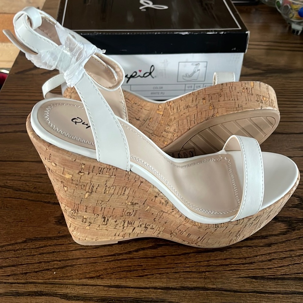 White and cork wedge sandals   Brand new